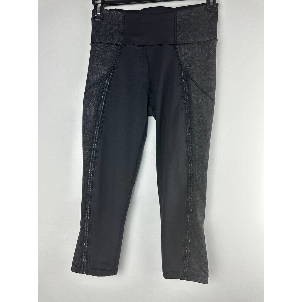 Lululemon Power Lines Crop Pant 21" Black Stretch Wicking Women's Size 8 - Picture 2 of 13